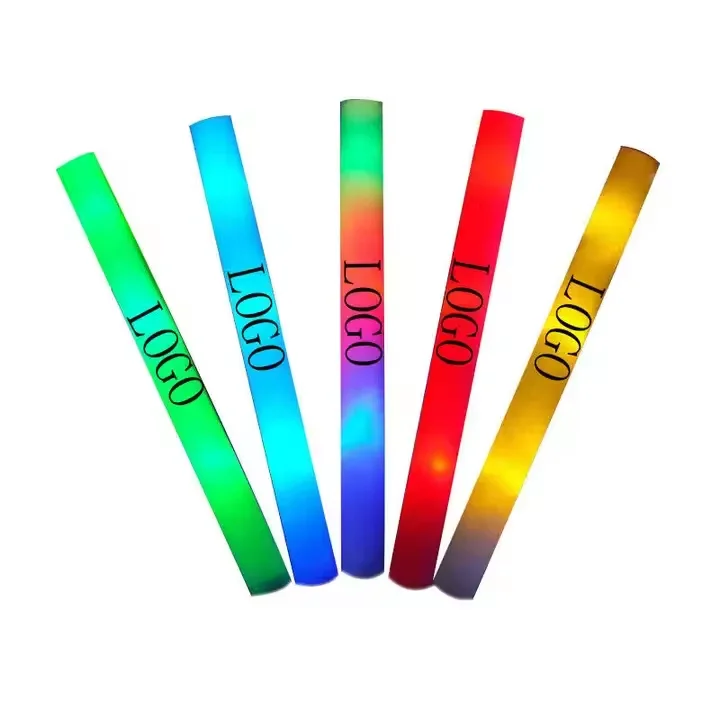 Wholesale RGB Custom Logo Cheering Glowing Light up Party Led Foam Sticks for Concert Parties Neon Party