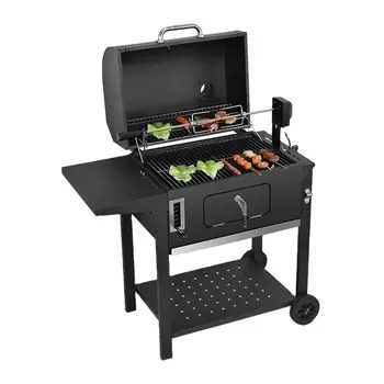 Meat Smoker Black Large Square European Style Charcoal Bbq Grill - Buy ...