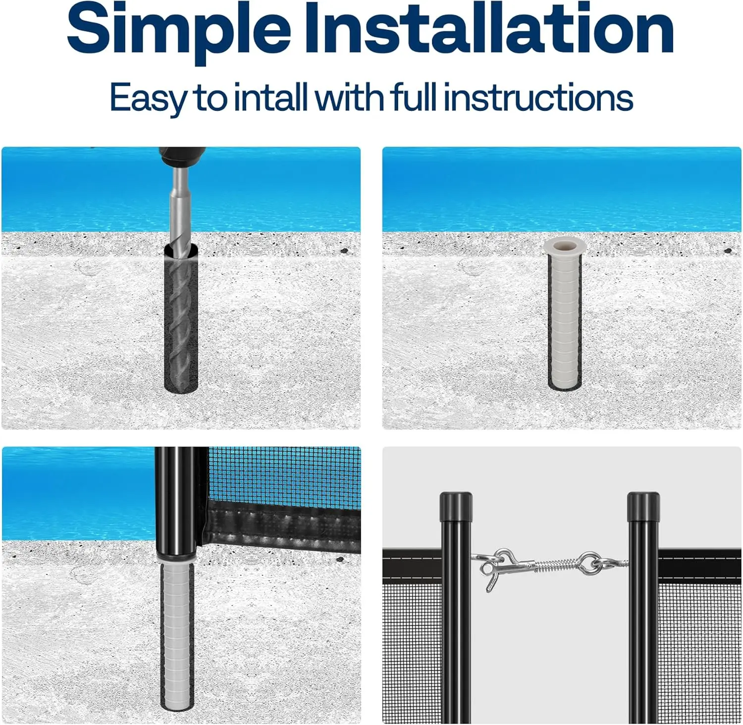 4FT Child Safety Barrier Removable Mesh Pool Fence with Aluminum Poles for Swimming Pools and Decks-PE Material manufacture