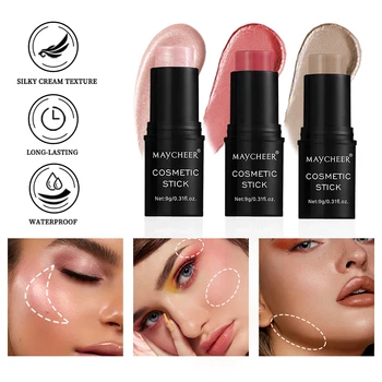 Private label Brand Custom Makeup Blush Moisturizes Lasting Four colors Cheeks Lip Makeup Powder Blush Stick Set Facial beauty