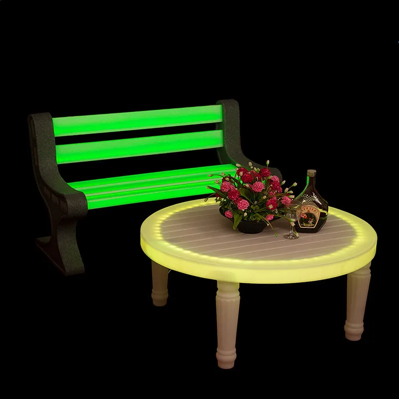 Colorful Bench RGB Lighting Luminous Backrest Anticorrosive Garden Illuminated Led Furniture Park Benches
