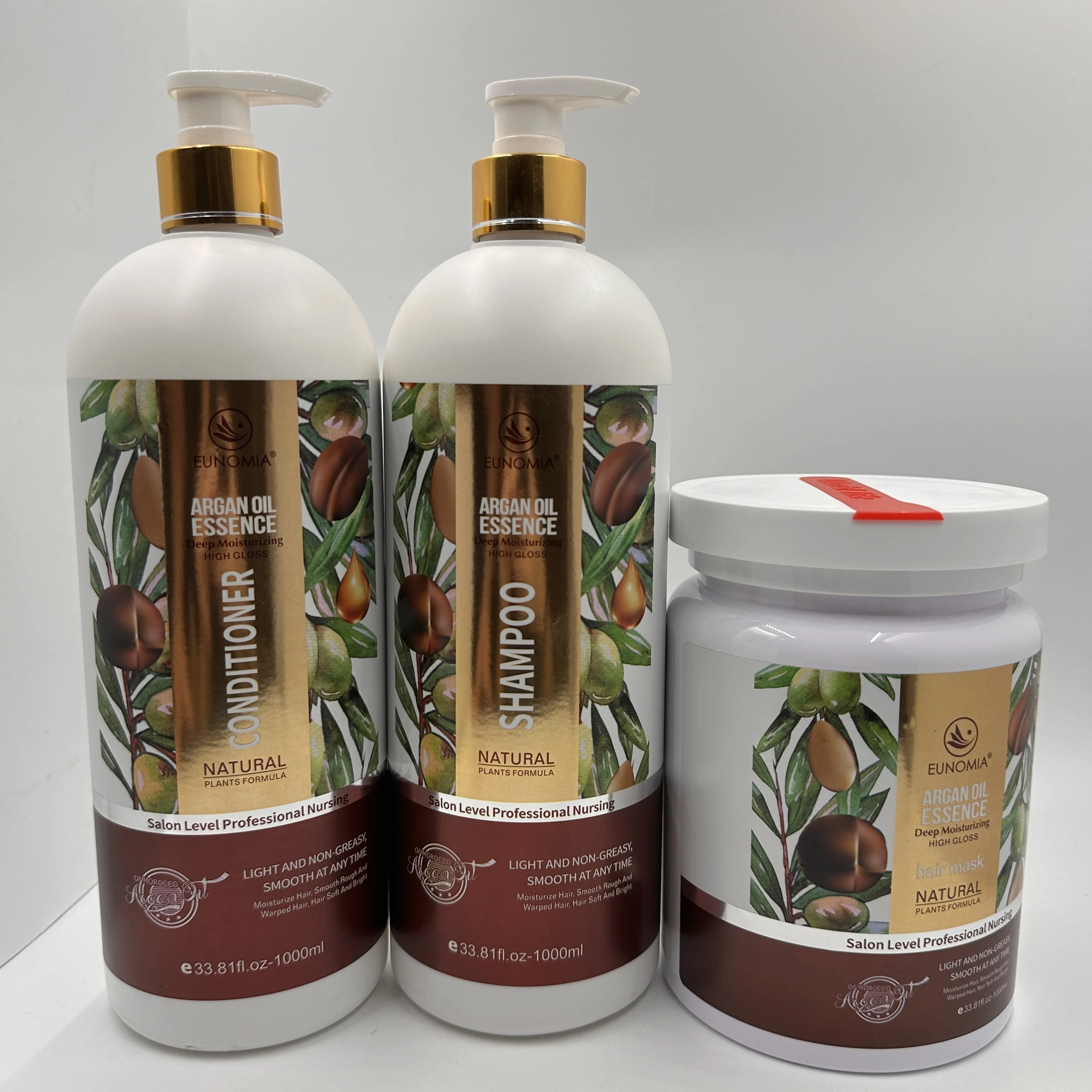 Salon Level Professional Natural Plant Formula Hair Care Set Argan Oil Repairing Cleaning Hair Shampoo and Conditioner
