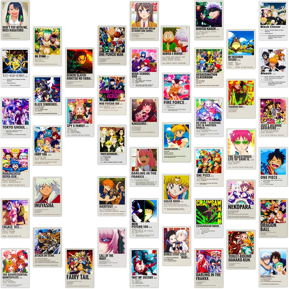 55Pcs Mix Anime Poster Postcard Graffiti Stickers for Phone Skateboard ...