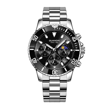 GUANQIN Quartz Watch For Men 2024 NEW 30M Waterproof Glass MIrror Luminous Stainless steel Strap Men's watches Reloj Hombre