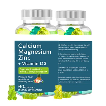 OEM Stress Relie Strong Bones Muscle Nerve Immune Support Calcium Magnesium Zinc Vitamin D3 Gummies for Good Sleep
