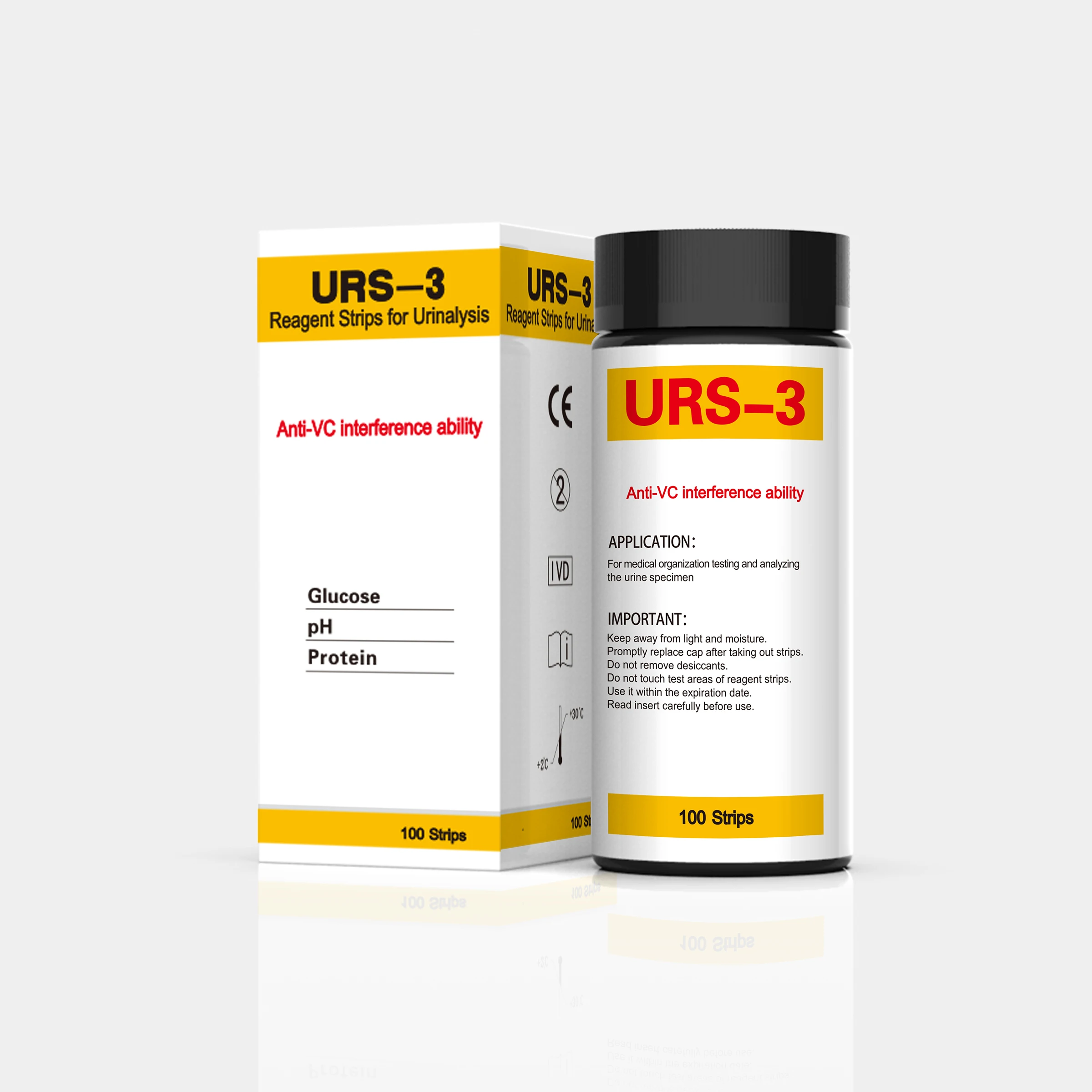 3 Parameters  Urine test Strips to test Glucose Protein ph Uric 3V Urine Reagent Strips with Factory Price