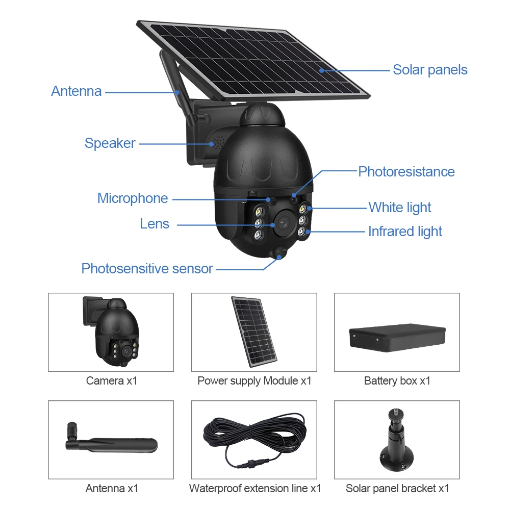 Cámara PTZ Con panel Solar 4G 2 Megapixeles: Modelo ST-S588M-4G