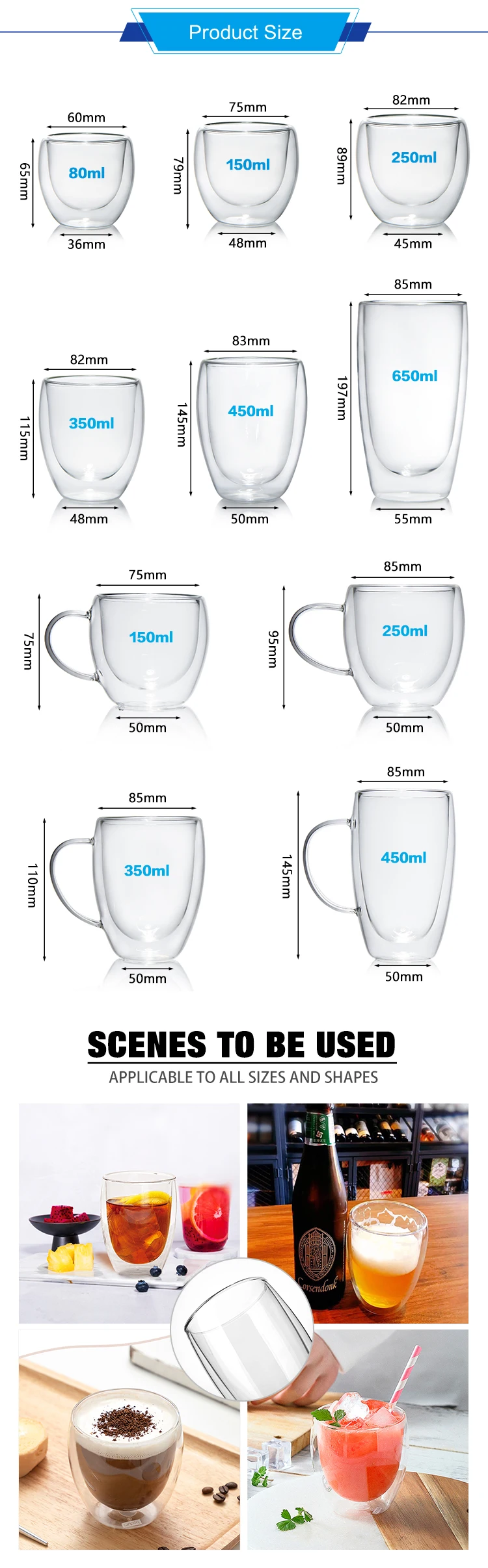 Transparent Double Wall Coffee Mugs - KimemoCoffee