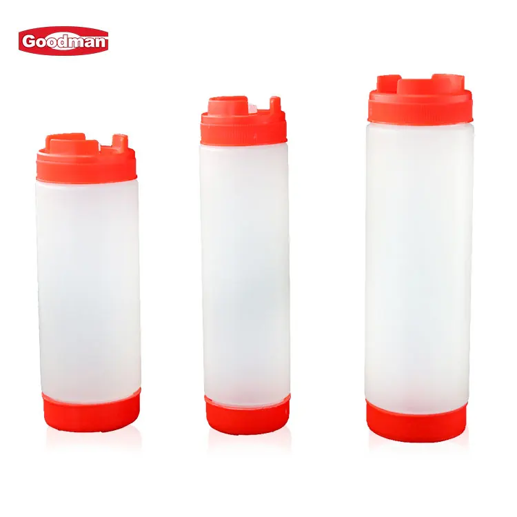 Food grade custom logo restaurant chilli ketchup dispenser bottles 16 oz FIFO plastic sauce condiment squeeze bottle manufacture