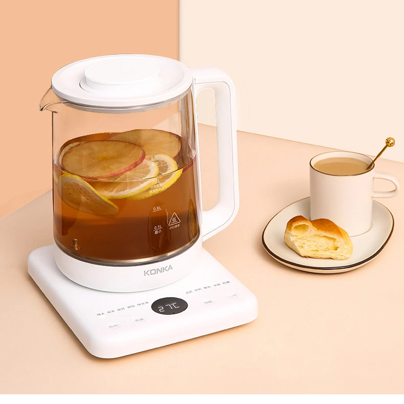 KONKA Multifunctional Touch Control Electric Kettle High Borosilicate Glass Visual Electric Kettle Glaze Health Pot Tea Kettle