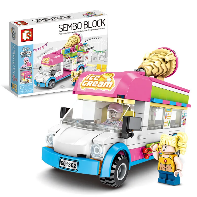 SEMBO Block ICE Cream Car Building Block City Street View DIY House Assembled Toy Gift for Kids