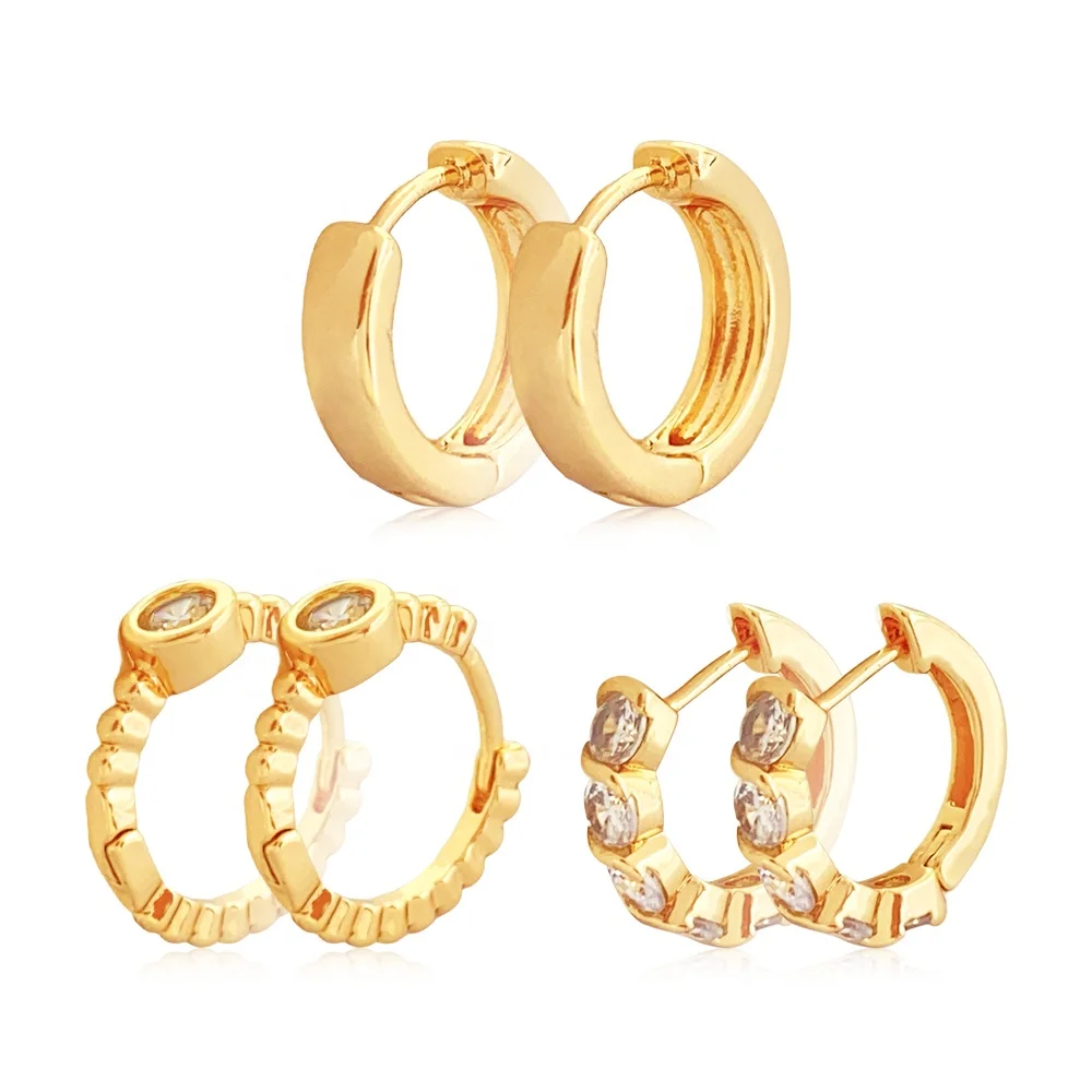 Women Accessories Jewelry Rhinestone Diamond Gold Plated Customized Alloy Hoop Clip on Set Earrings for Women