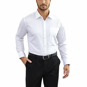 Custom Classic Solid Men Shirts Long Sleeve Formal Office Dress Shirts White Turn-down Collar Work Shirts Camisas Para Hombres