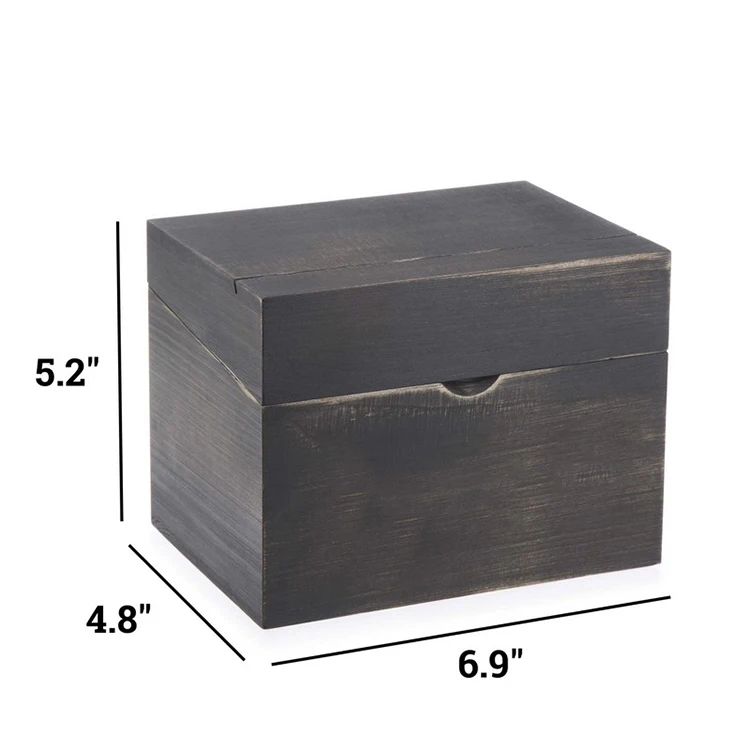 With Dividers And Conversion Chart Card Hinged Lid Wooden Recipe Box