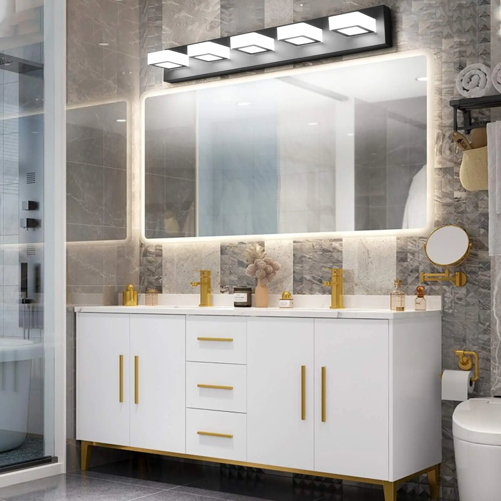 Source Lights Acrylic Matte Black Bathroom Vanity Lights Over Mirror LED  Modern Black Vanity Lights on