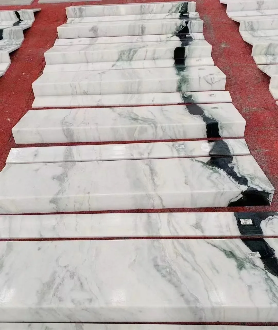 product modern natural panda white marble spiral staircase indoor use rotating straight marble stairs elegant interior design-2