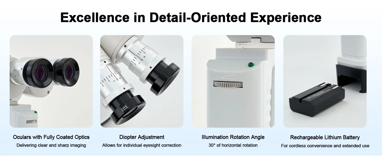 Portable LED Ophthalmic Veterinary Slit Lamp Microscope Handheld Slit Lamp Design Ophthalmic Examination White Color