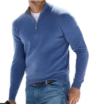 Wholesale Sweater Men Pullover Half Zip Knit Sweater Men Casual Top Fashion Long Sleeve Shirts