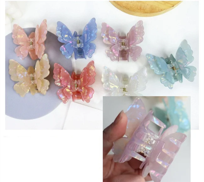 Korean Frosted Double Hollow Out Claw Hair Clip Accessories Women Large Plastic Butterfly Shape