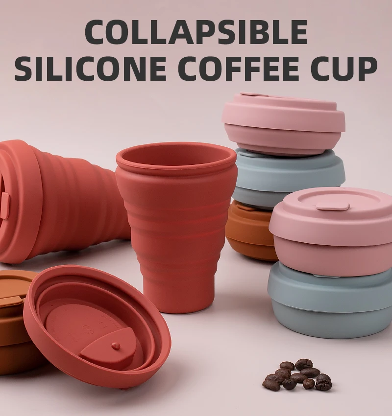 Reusable Portable Coffee Mug Heat Resistant Silicone Collapsible Travel