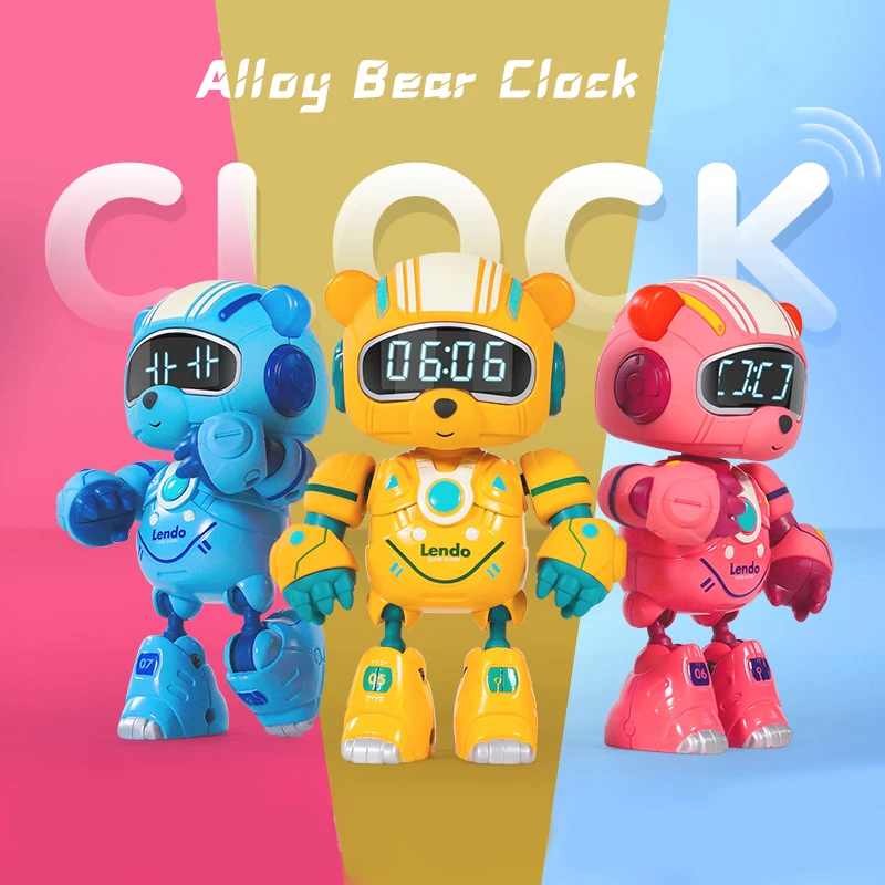 2021 New Style Robot Toys Multifunction Desktop Clock Cute Litter Bear Shape Smart Robot with Chair