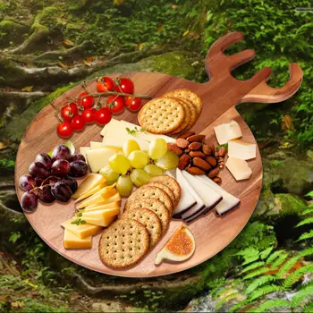 Christmas Animal Design Antler Shaped Cheese Vegetable Serving Board Acacia Wood and Natural Slate Cutting Board For Decor