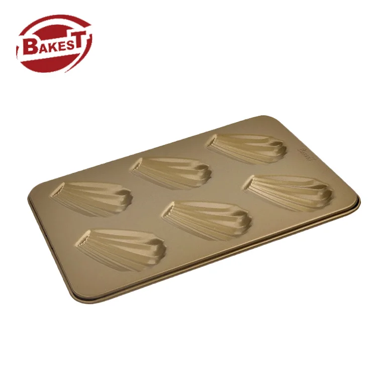BAKEST  Non Stick Shell Cake  Pan Madeleine Cake Mold Gold Carbon Steel Madeleine Baking Pan