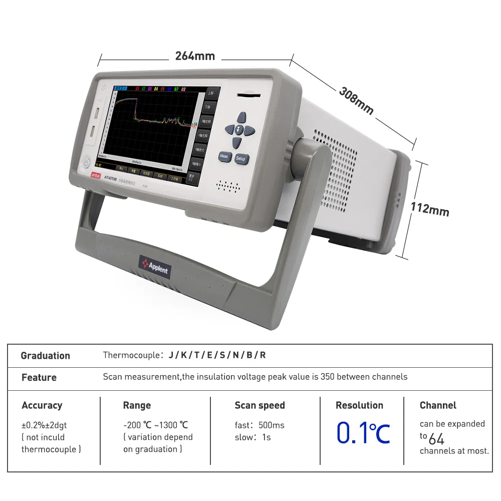 AT4724 Multi Channels Digital  Temperature Meter Thermometer Industrial Testing Instrument