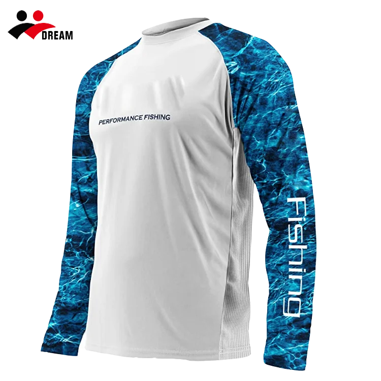 Benotzerdefinéiert UPF50+ Sonneschutz Feuchtigkeitsabwehr Polyester Spandex Fëschkleeder Männer Langärm Mesh Ventiléiert UV Fëscherei833_voghion.com