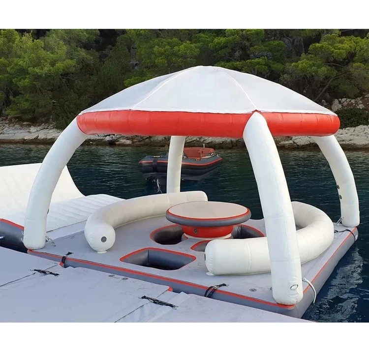 Customized Inflatable Floating Aqua Dock Inflatable Jet Ski Aqua Banas for Water Park adults water sports inflatable island