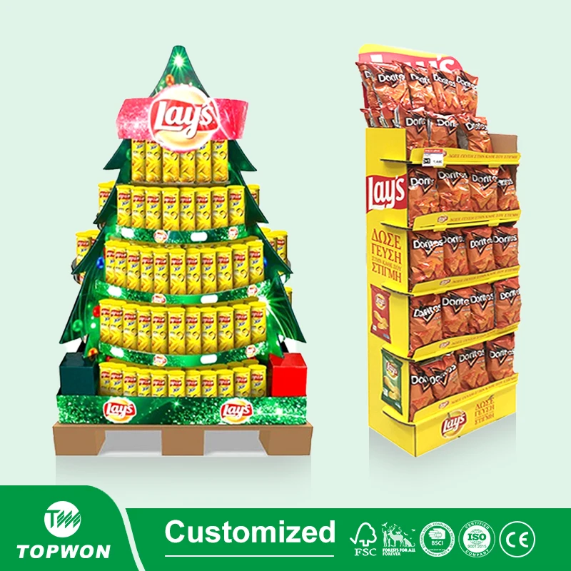 Custom Corrugated Paper Retail Shelving Cardboard Grocery Store Display Shelves for Supermarket