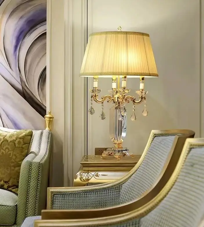 Modern Led Desk Lamparas Design Decoration Bedroom Bedside Night Light Home Goods Crystal Lampen Luxury Candelabra Table Lamp