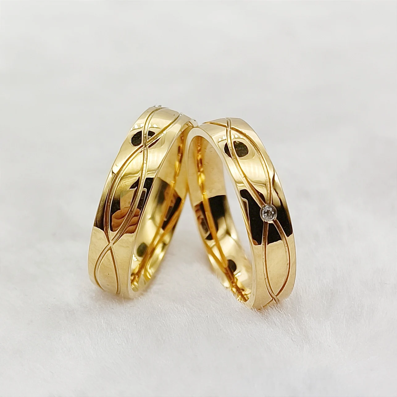 Classic Designer Western Love Anniversary Wedding Rings Sets for Men and  Women 18k Gold Plated Jewelry Cz Diamond Ring