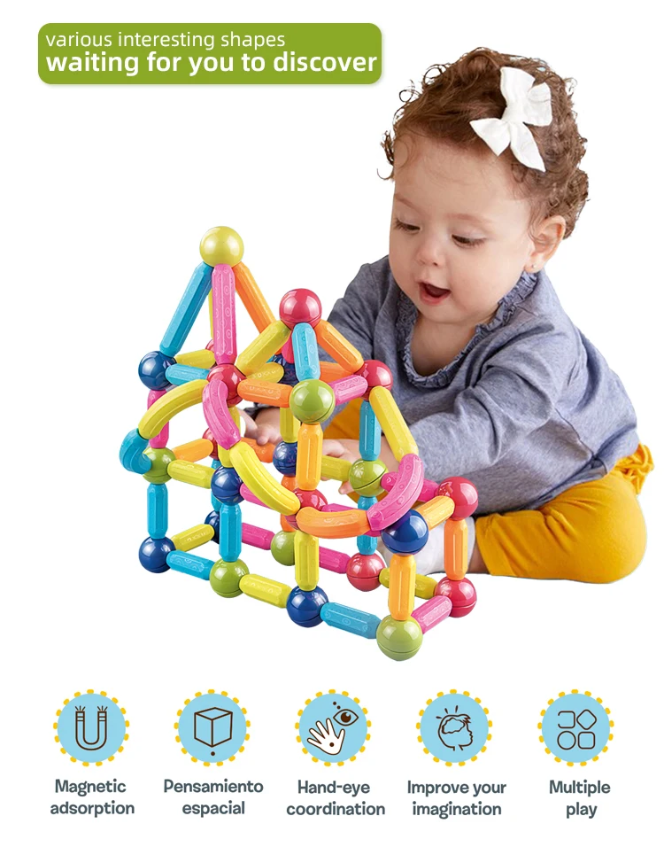 Magnetic Balls And Rods Building Sticks Blocks Set Vibrant Colors ...