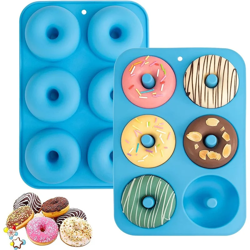 Heat Resistant and Microwave Safe 6-Hole Food Grade Silicone Donut Mold Baking Pan for Cake Tools supplier