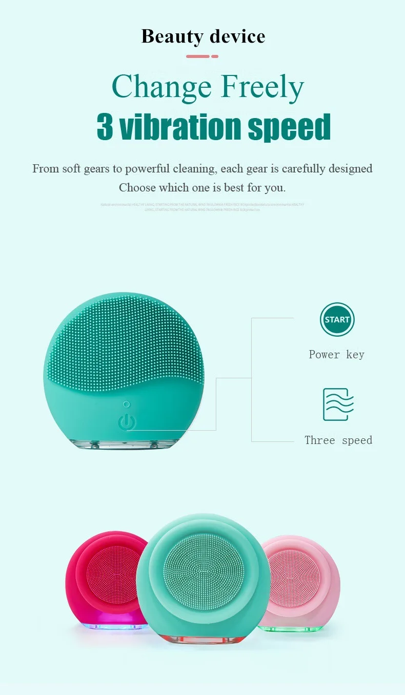 Electric Ultrasonic Facial Cleaning Brush Home Silicone Usb