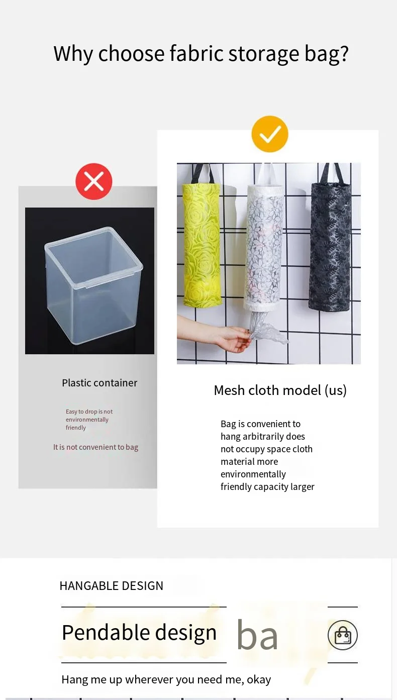 Wall-mounted garbage bag storage Home kitchen plastic bag organizer portable extractor bag storage device manufacture