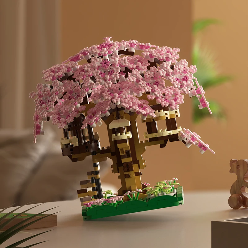 Diy Educational Plastic Model Toy Sakura Tree Building Block Sets for Scenes Including Forest Jungle City Park Flower Farm Trees