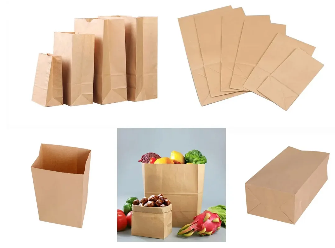 Roll Fed Fully Automatic Brown Paper Food Kraft Paper Bag Making Machine