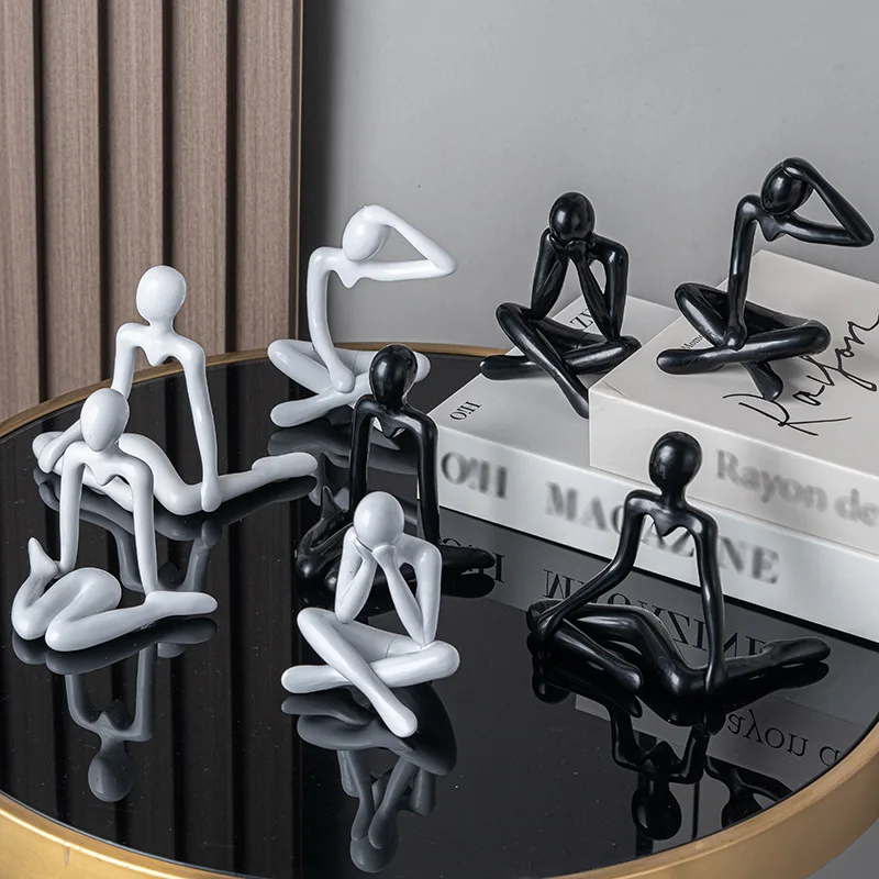 Modern Sculptures Home Decor Abstract Resin Figurines Thinker Statue for Living Room Office Bedroom Shelf Table Desk