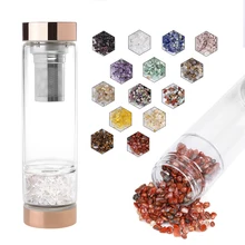 factory wholesale rose gold plated stainless steel glass water bottle, crystal water bottle with tea leak