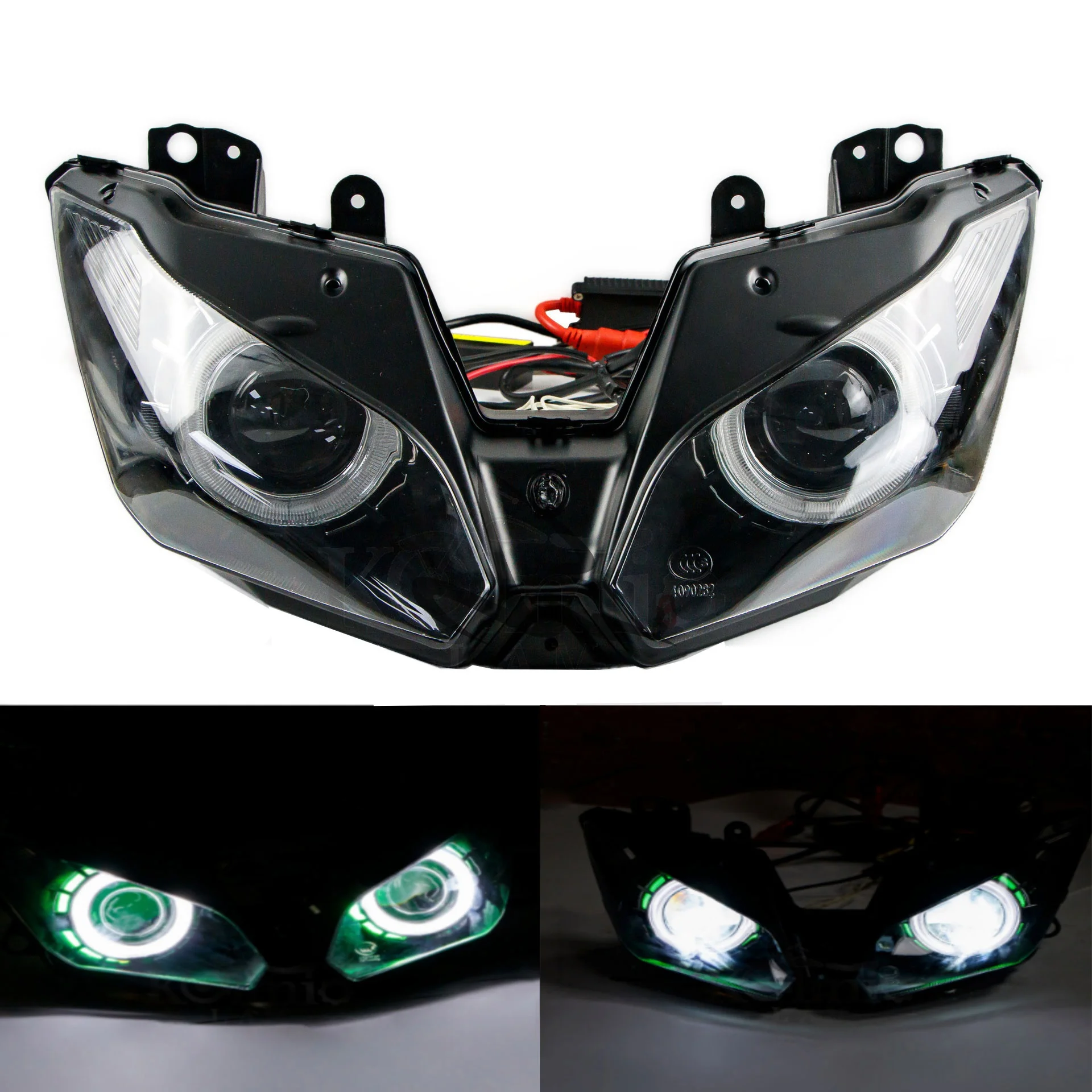 Farol LED Clear Angel Eye para Kawasaki Ninja 250/300 2013-2017