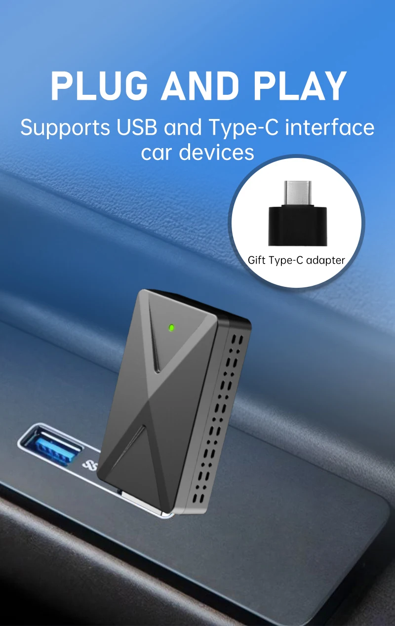 2025 Wireless CarPlay Adapter Easy Plug-and-Play Auto Connect ...
