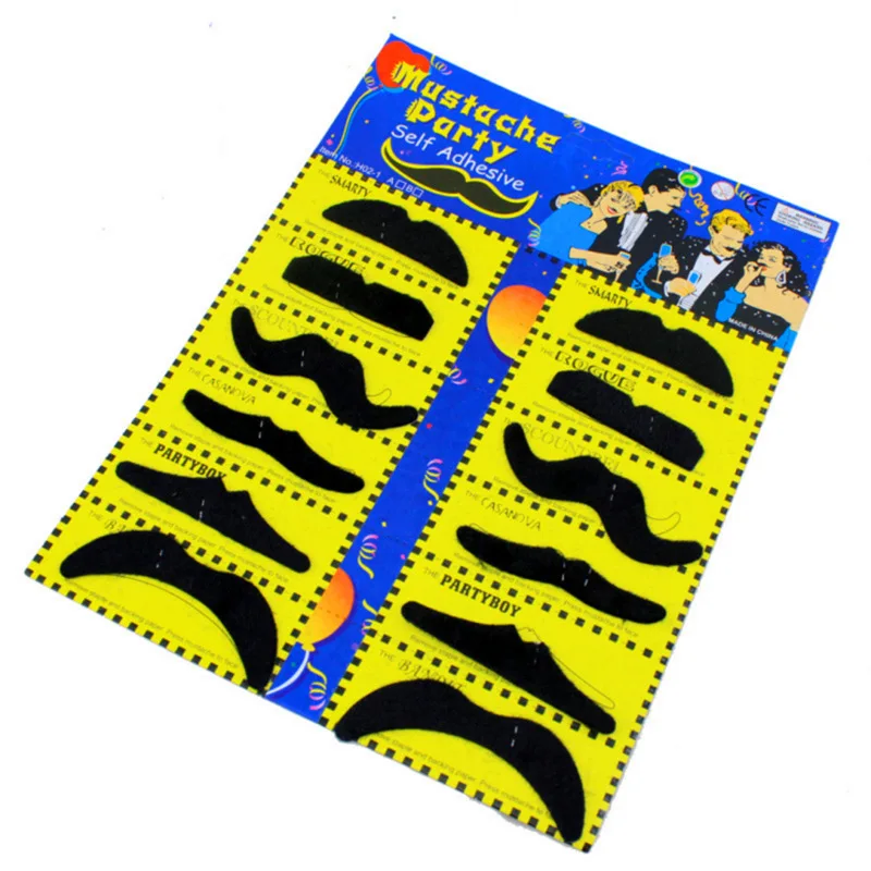 Pack of 6 Self adhesive Assorted Fake Moustache Mustache Set Fancy DressParty 
