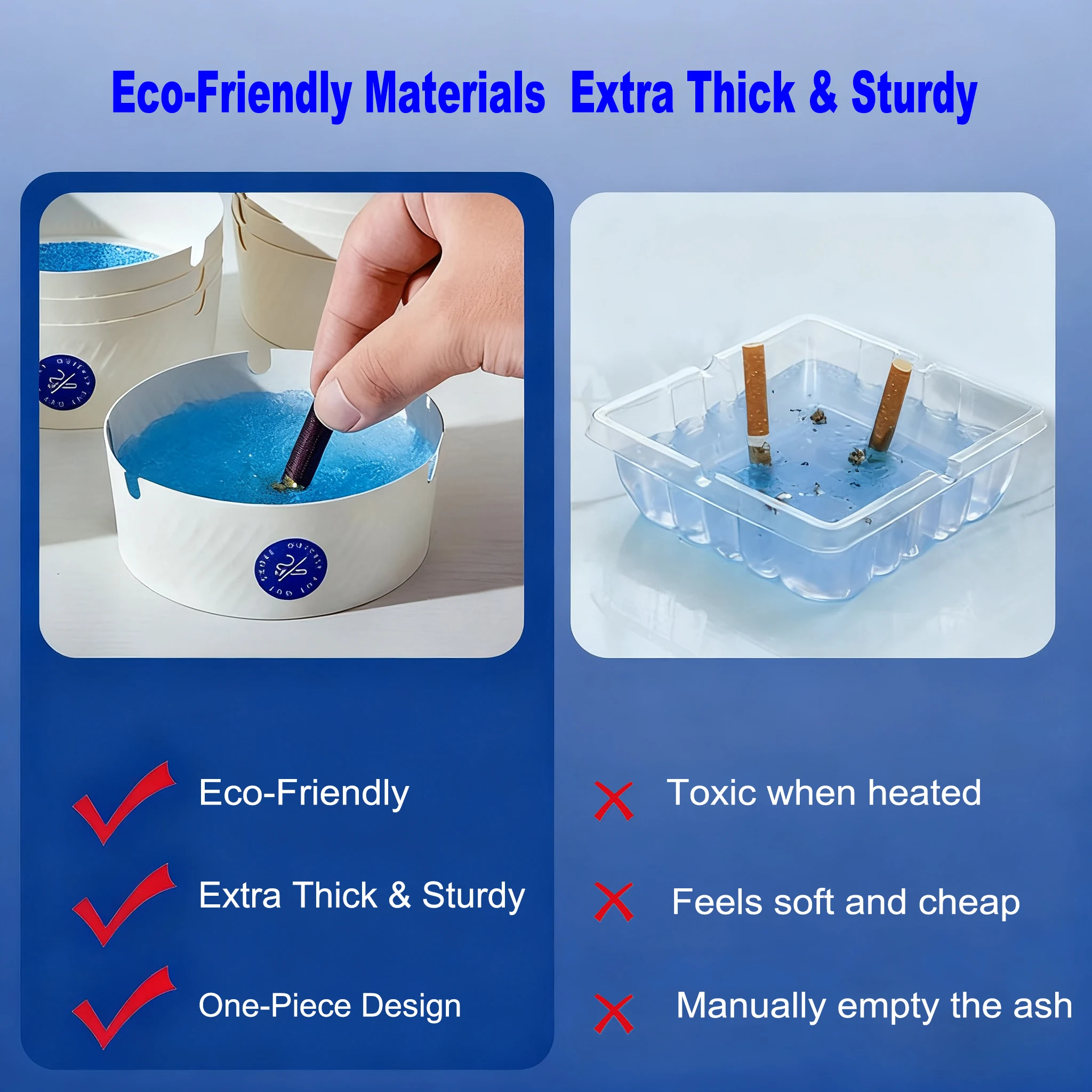 Self-Extinguishing Smokeless Water-Activated Disposable Paper Ashtray with  Sand Base