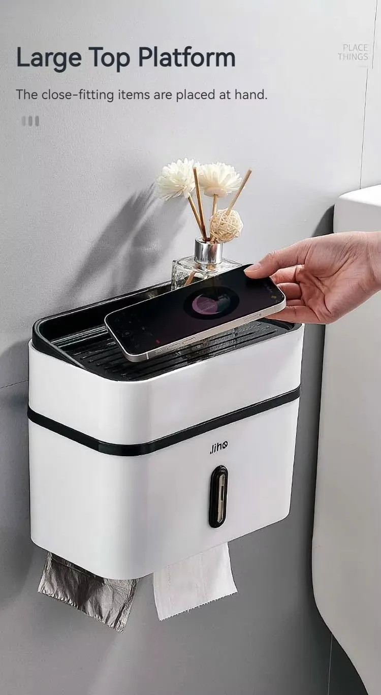 Double Layer Wall-Mounted Tissue Box Holder Plastic Facial Dinning Table Cover for Toilets manufacture