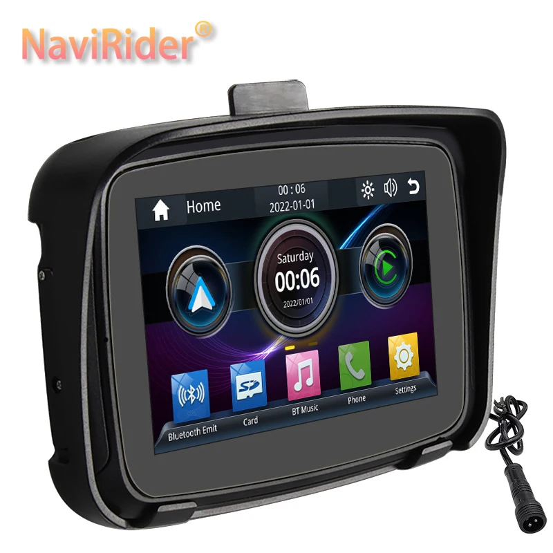 5Inch Touch Screen Portable Motorcycle LCD Display IPX7 Waterproof Monitor for Wireless Apple Carplay Moto  Android Auto GPS