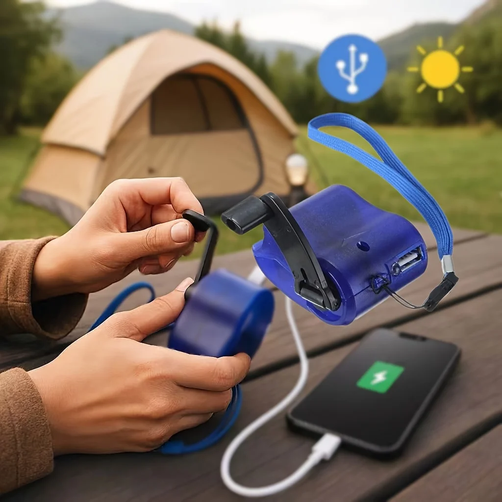 Hand Cranked Power Dynamo Generator Outdoor Emergency USB Charger for Mobile Phone Camera Travel Charger