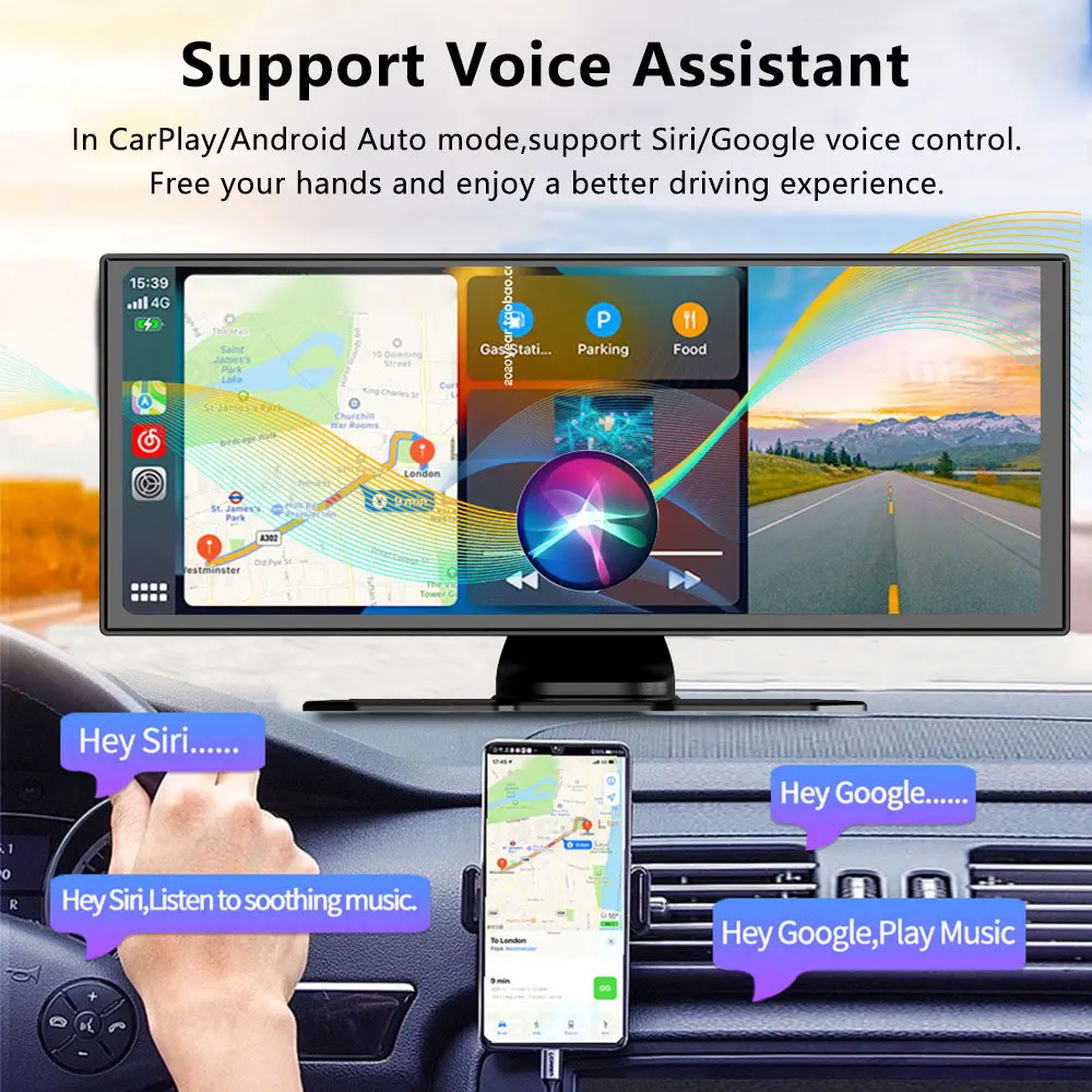 11.26 Inch Portable Car Screen - Wireless Carplay & Android Auto