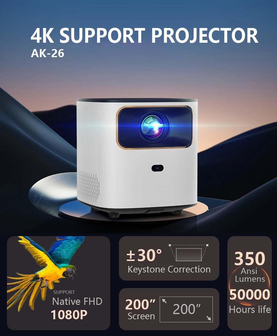 Videoproiettore Bluetooth E Wi-Fi 6 Con Keystone Automatico – Connessione Completa E Immagine Nitida